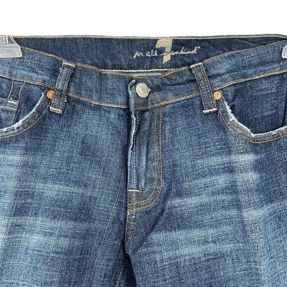 7FAMK Bootcut Blue Jeans Swarovski Crystal Pocket Womens Size 30 Designer Denim - Picture 8 of 9